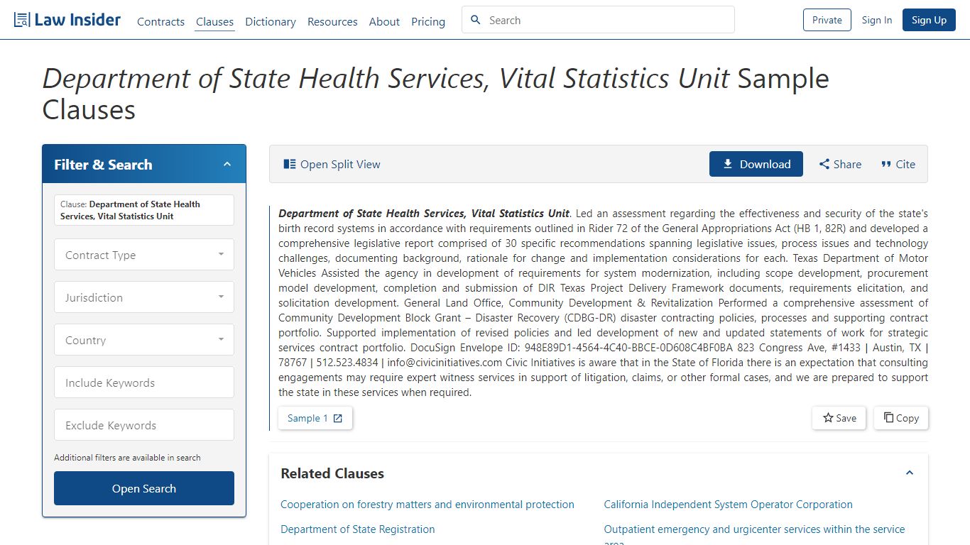 Department of State Health Services, Vital Statistics Unit Sample ...